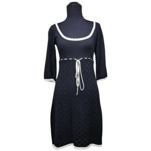 My Michelle Black/Cream Eyelet Scalloped Hem Textured Knit Dress S